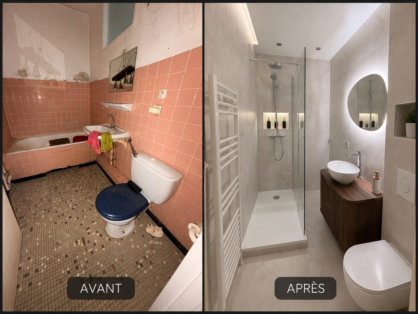 Avant après rénovation de salle de bain à Illzach, près de Mulhouse